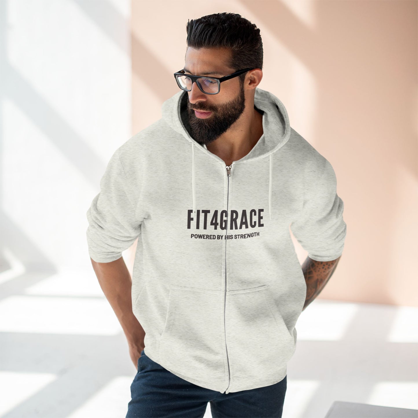 F4G - Faith-Inspired Unisex Zip Hoodie: "The Lord Is My Strength"